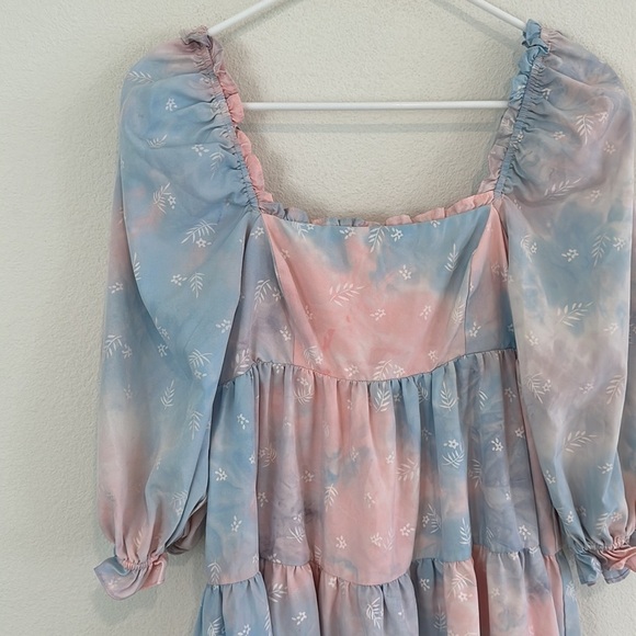 Storia Tiered Tie-Dye Babydoll Dress - Picture 3 of 10